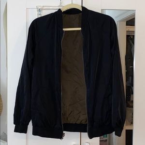 Reversible bomber jacket black/forest green